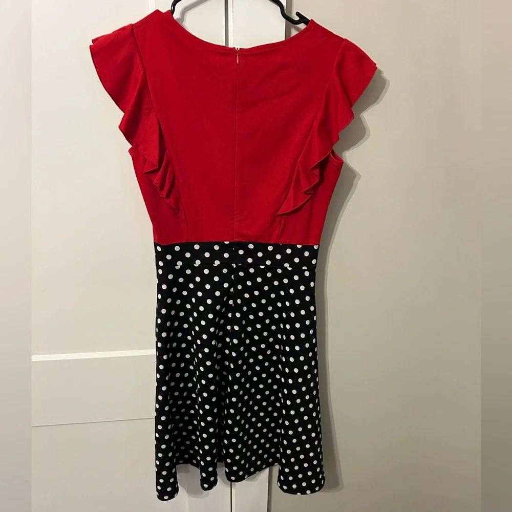 Red and Black Polka Dot Kids Dress - Picture 3 of 8